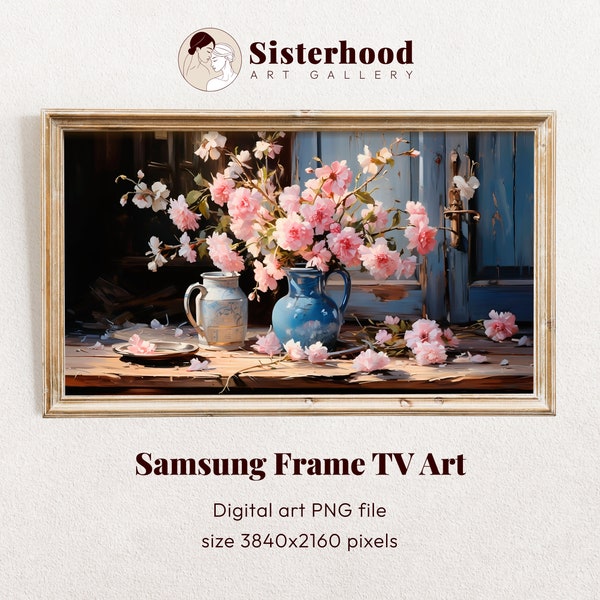 Samsung Frame TV Art, Vintage Oil Painting, Flower Bouquet still life, Summer Art, Spring Brush Stroke, Instant Digital Download