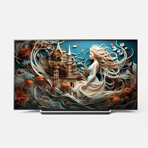 Samsung Frame TV Art, Herbst Herbst Frau Schloss, Scherenschnitt-Stil, Rahmen TV Art, Samsung Art TV, 3D-Effekt Digital Download, Abstrakt