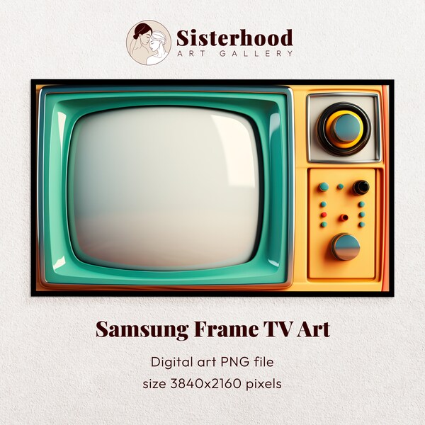 Frame TV Art, Retro Tv, Vintage Wall Art, Old Television, Frame TV Art, Samsung Art TV,  Colorful Digital Download for Samsung Frame