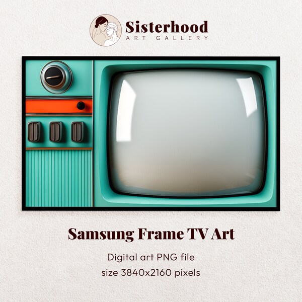 Samsung Frame TV Art, Retro Tv, Vintage Wall Art, Old Television, Frame TV Art, Samsung Art TV,  Colorful Digital Download