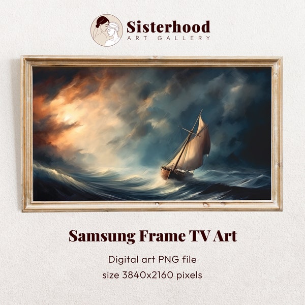 Samsung Frame TV Art, Seascape Painting Watercolor, spring beach and sea, Vintage Wall Art, Frame TV Vintage, Digital Download