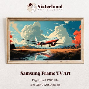 Frame TV Art, Retro Flugzeug, Vintage Wandkunst, Reise Samsung Art TV, bunt Digitaler Download