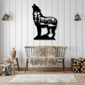 Decorazione murale in metallo raffigurante un lupo, decorazione minimalista per la casa, sculture moderne, decorazione per esterni