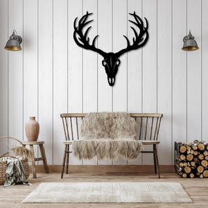 Decorazione da parete in metallo con teschio di cervo, decorazione minimalista per la casa, sculture moderne di animali, decorazione per esterni