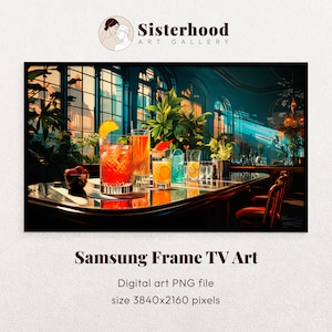 Samsung Frame TV Art, Retro cocktail bar, Vintage Wall Art, Frame TV Art, Samsung Art TV,  Colorful Digital Download for Samsung Frame
