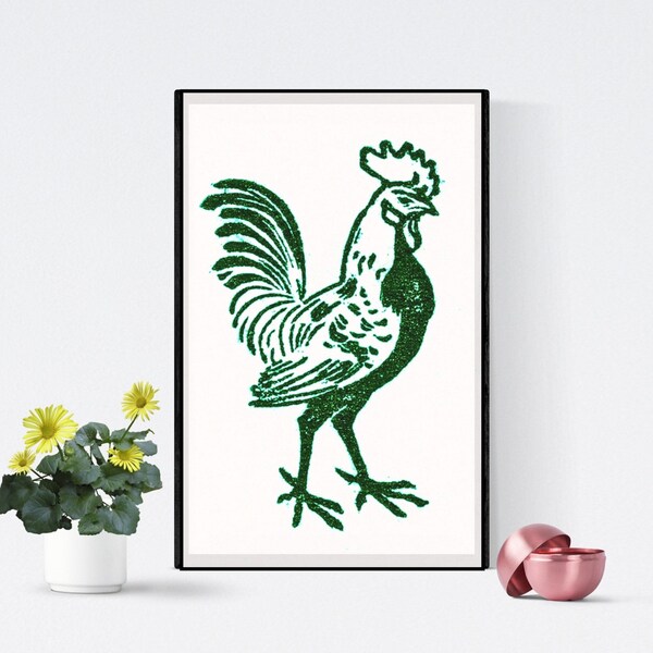 Rustic French Rooster Art - Vintage Digital Print of Iconic Rooster Motif in Charming French Style for Home Decor or Art Collection