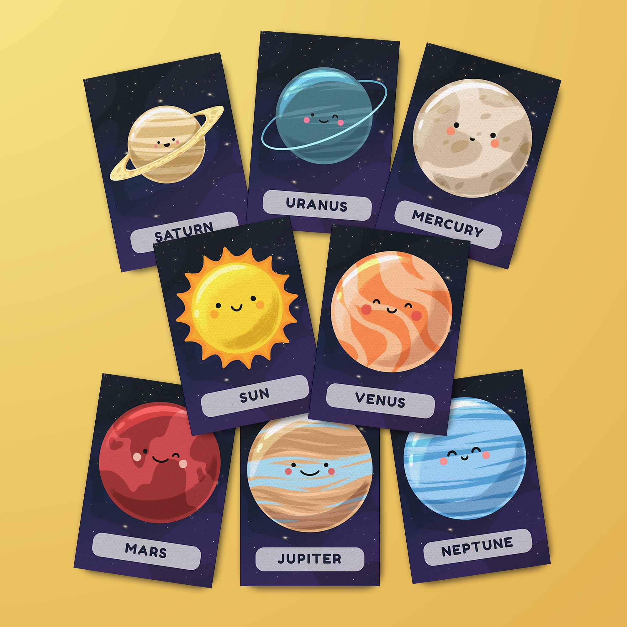 Solar System Flashcards for Kids | Planet Learning Cards | Space ...