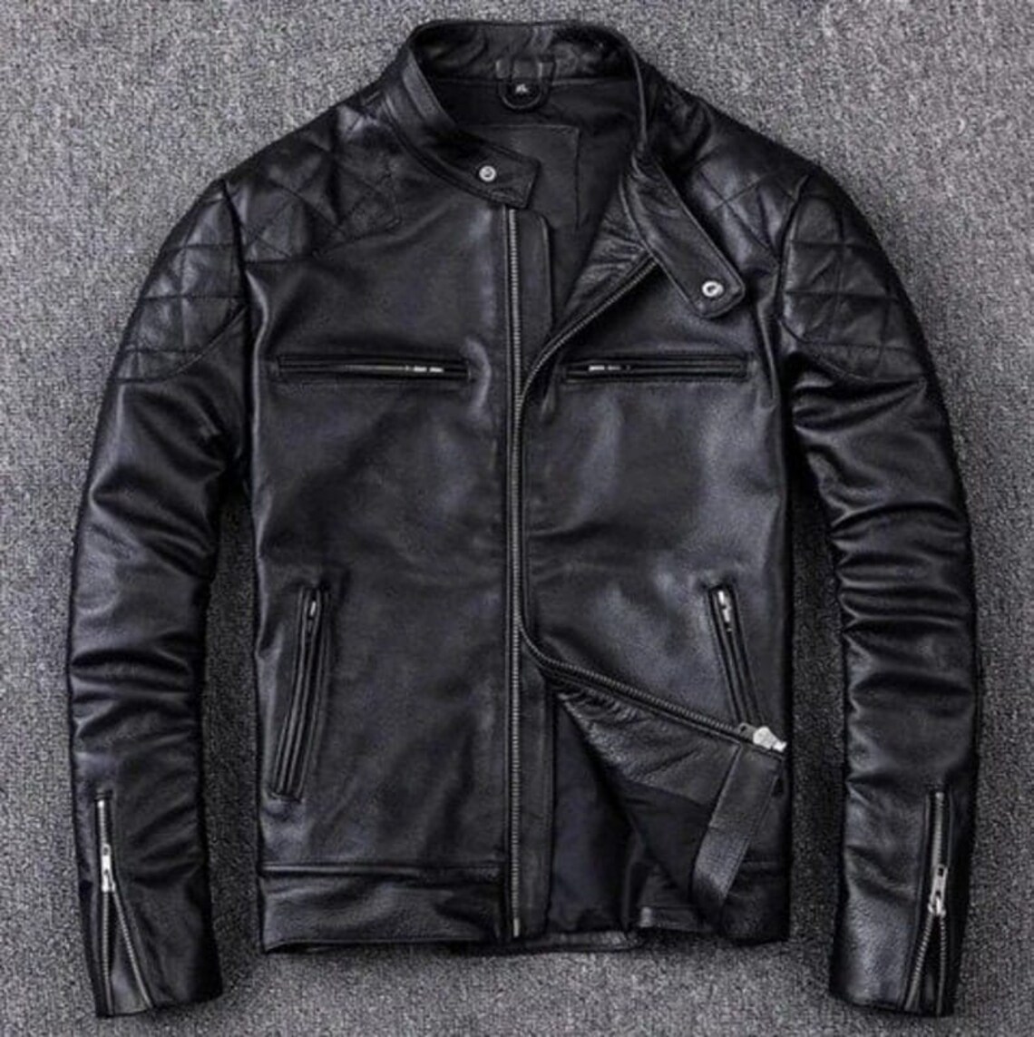 Classic Biker Leather Jacket main image 1