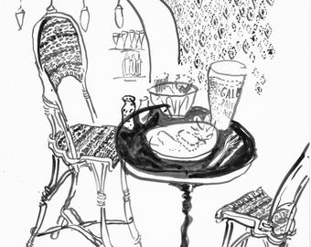 La Favorite. Parisian Print, Paris Lifestyle, Paris Life, Parisian Cafe, French Architecture, French Art, Paris Art