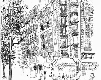 Cafe Boca. Parisian Print, Paris Lifestyle, Paris Life, Paris Cityscape, French Architecture, French Art, Paris Art