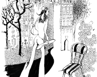 Une Baguette, S'il Vous Plaît. Parisian Print, Paris Lifestyle, Paris Woman, Paris Cityscape, French Woman, French Art, Paris Art
