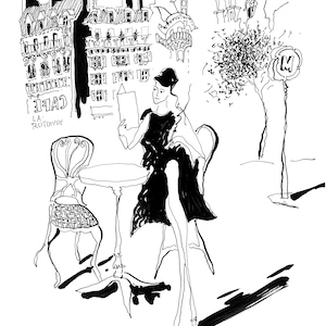 La Lectrice, The Reader, Parisian Cafe Print, Paris Lifestyle, Paris Woman, Paris Print, French Woman, French Art, Paris Art, Paris Culture