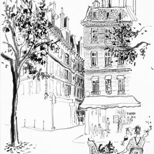 L&#39;Escurial Cafe. Parisian Print, Paris Lifestyle, Paris Life, Paris Cityscape, French Architecture, French Art, Paris Art