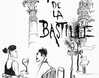 Place de la Bastille. Parisian Print, Paris Lifestyle, Paris Life, Paris Attraction, French Architecture, French Art, Paris Art