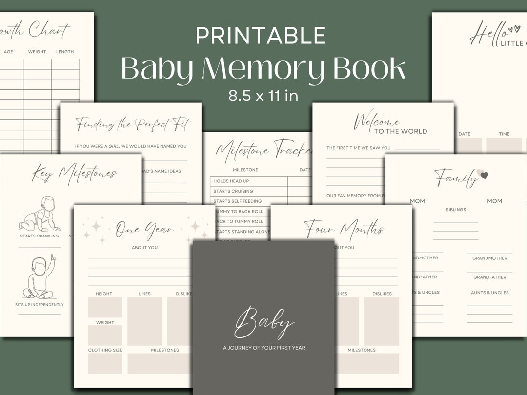 Printable Baby Memory Book DIY Baby Milestones Gender - Etsy
