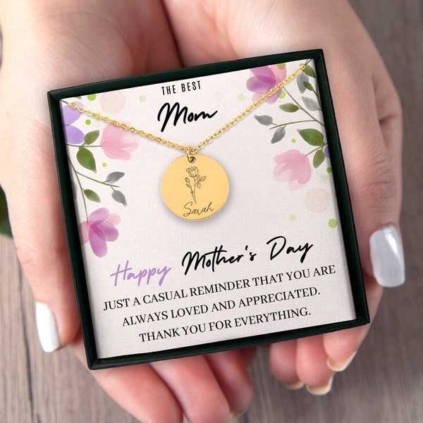 Collar de flores de nacimiento personalizado con nombre/collar dama de honor/joyería personalizada/regalo día de la madre/regalo para ella