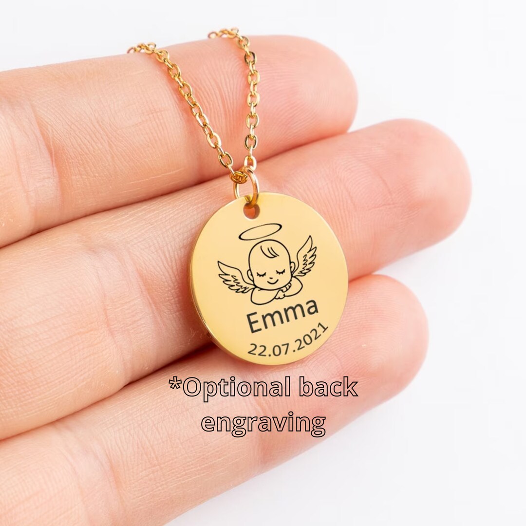 Baby Angel Necklace/newborn Baby Gift/personalized Infant Loss Necklace