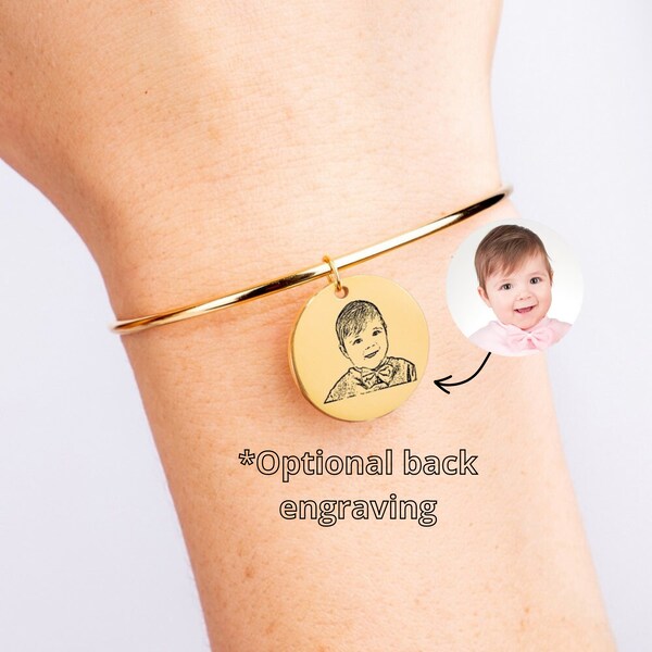 Baby portrait bracelet/Bracelet with real image and pendant/Personalized photographic portrait bracelet/Valentine's Day gift/Photo gift