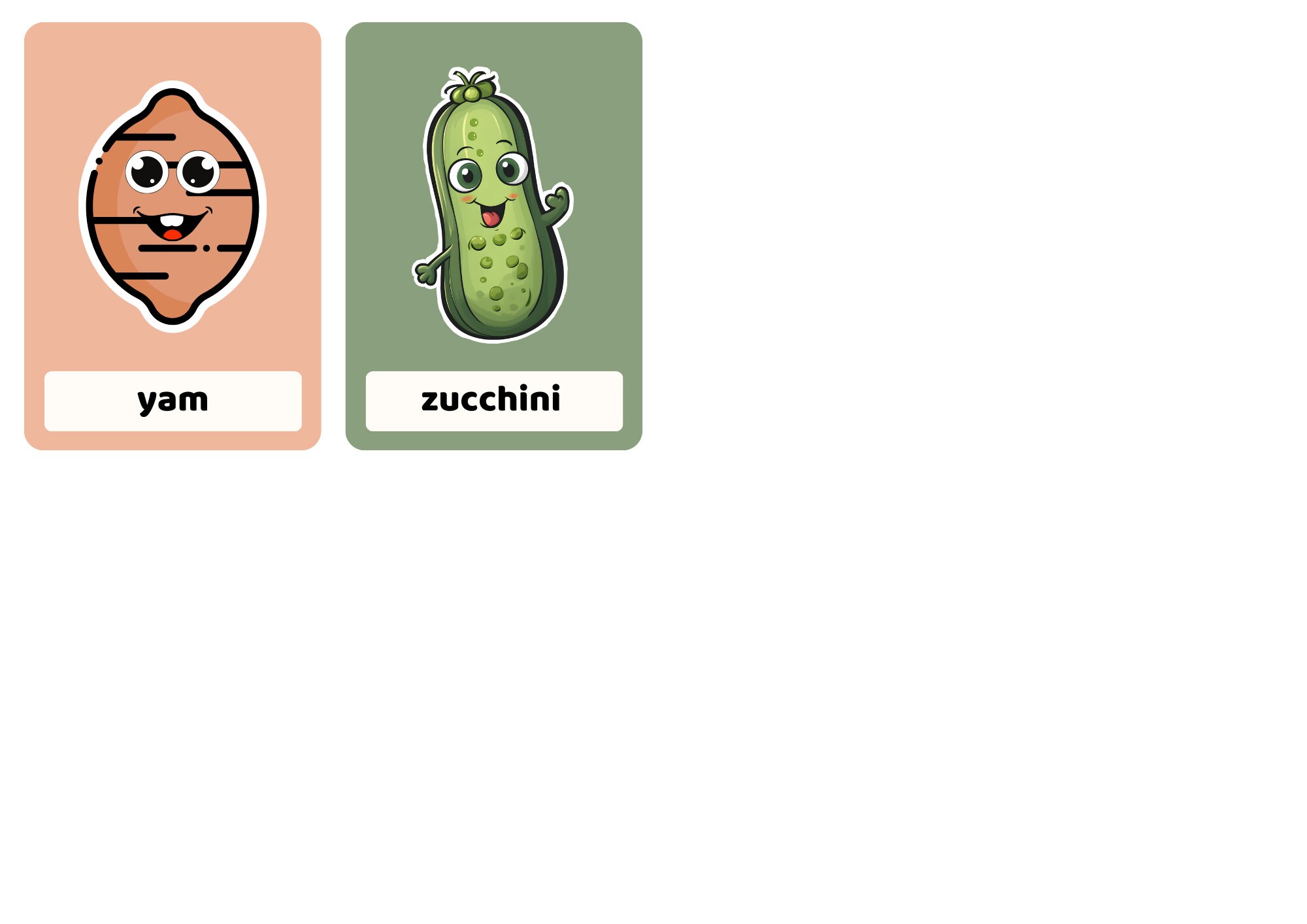 Cute Alphabet Printable Flashcards 26 Fruits and Vegetables ...