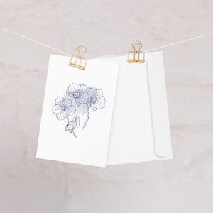Tarjeta de cumpleaños de flores del mes de nacimiento de acuarela - febrero - Violeta