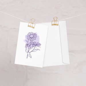 Tarjeta de cumpleaños de flores del mes de nacimiento de acuarela - Septiembre - Aster