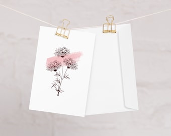 Aquarell Geburtsmonat Blumen Geburtstagskarte - November - Chrysantheme