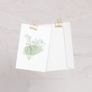 Tarjeta de cumpleaños de la flor del mes de nacimiento de la acuarela - mayo - Lirio de los valles