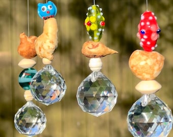 Atrapasueños, cuentas de árbol, cuentas de vidrio, decoración colgante para ventanas, ideas de regalo para novia, regalos espirituales, regalos personalizados
