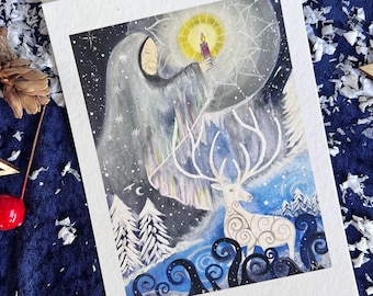 Imagen de los Doce Días de Navidad, imagen energética, impresión artística "Guardián de la Luz", regalo de Navidad, imagen espiritual, regalo espiritual, místico