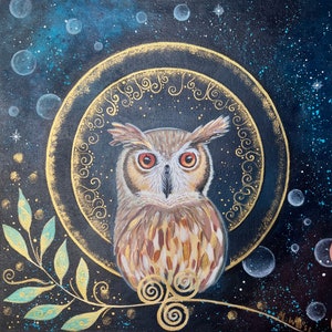 FineArt art print from the original picture &quot;The Magical Owl&quot;, magical owl power animal picture,