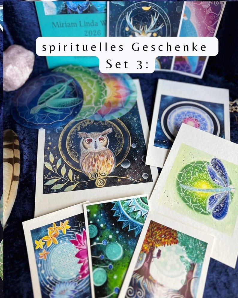 spirituelles Geschenke Set Nummer 3: Kalender, Grußkarten, Aufkleber fürs Fenster und mehrere FineArt Kunstdrucke in drei Größen
