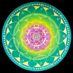 Fine art print from the original mandala picture &quot;Herzensgold&quot;, magical mandala, energy picture, soul art