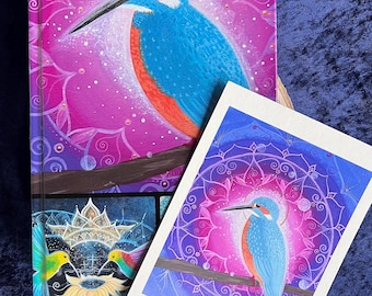 Notebook, diary, small gift, animal spirit, A5 notebook, gift set, kingfisher spirit animal, blank notebook, kingfisher image
