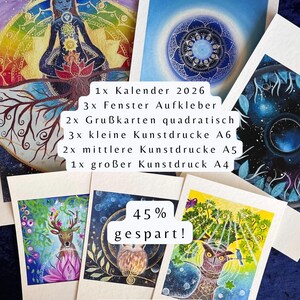 spirituelles Geschenke Set mit FineArt Kunstdrucken, spirituellen Bilder, Krafttier Bildern, Mandalas in drei unterschiedlichen Größen.