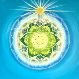 High-vibrating energy picture, original mandala &quot;Soul Star&quot;, acrylic on canvas, 50 x 50 cm, unique