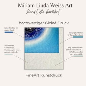 Beschreibung des Gicleé Druck mit den typischen Merkmalen an einem Kunstdruck Ausschnitt: brillante Farben, matte Optik, Bambuspapier von Hahnemühle, naturweiß