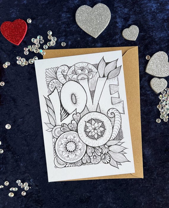Karte zum Muttertag, Postkarte, zentangle, Mandala zum Ausmalen, Dankeskarte, Grußkarte, Postkarte Liebe, Geschenkidee Freundin, Mandala