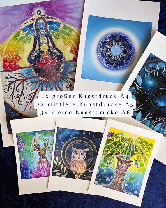 spirituelles Geschenke Set, kreative Geschenkidee, Jahreskalender, spirituelle Kunst, Grußkarte, Kunstdrucke, Fenstersticker, Energiebilder