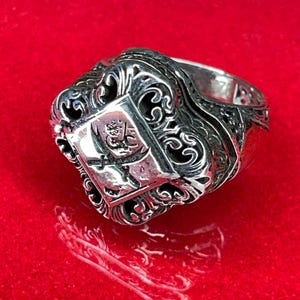 Men's Zulfiqar Sword Ring - Solid 925 Sterling Silver With Green Agate Stone, Handmade In Turkey - View #5