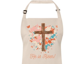 He is Risen! Christian Faith Kitchen Apron Religious Gift Homemaker Essential Jesus Easter Spring Floral Bible Proverbs 31 Holy Girl