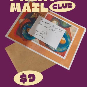 Tiny mail print Club. Monthly (August currently) handmade paintings and prints