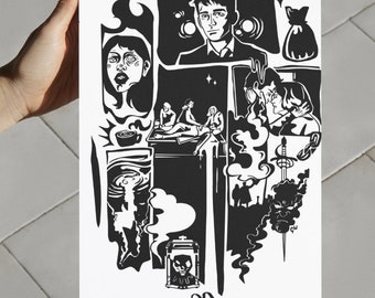 Lockwood and Co Design Anthony Lockwood and lucy Carlye . Merch Comic-Inspired Print Netflix tv series handmade gift