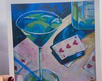 Wine Lover, negroni, martini fine art prints A4 and A5 square