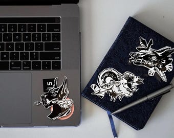 Vintage aesthetic stickers pack dog, goat and hound  gift, stickers  for Laptop, iPad, journal cute