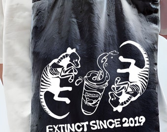 Extinct Since 2019 tote bag tassie tiger tattoo print KFC crusher