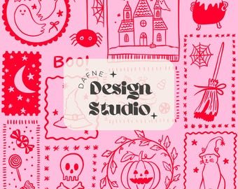 Halloween trendy repetitive pattern, Spooky patchwork seamless pattern, Halloween ghost pattern design, Commercial use, Halloween Preppy