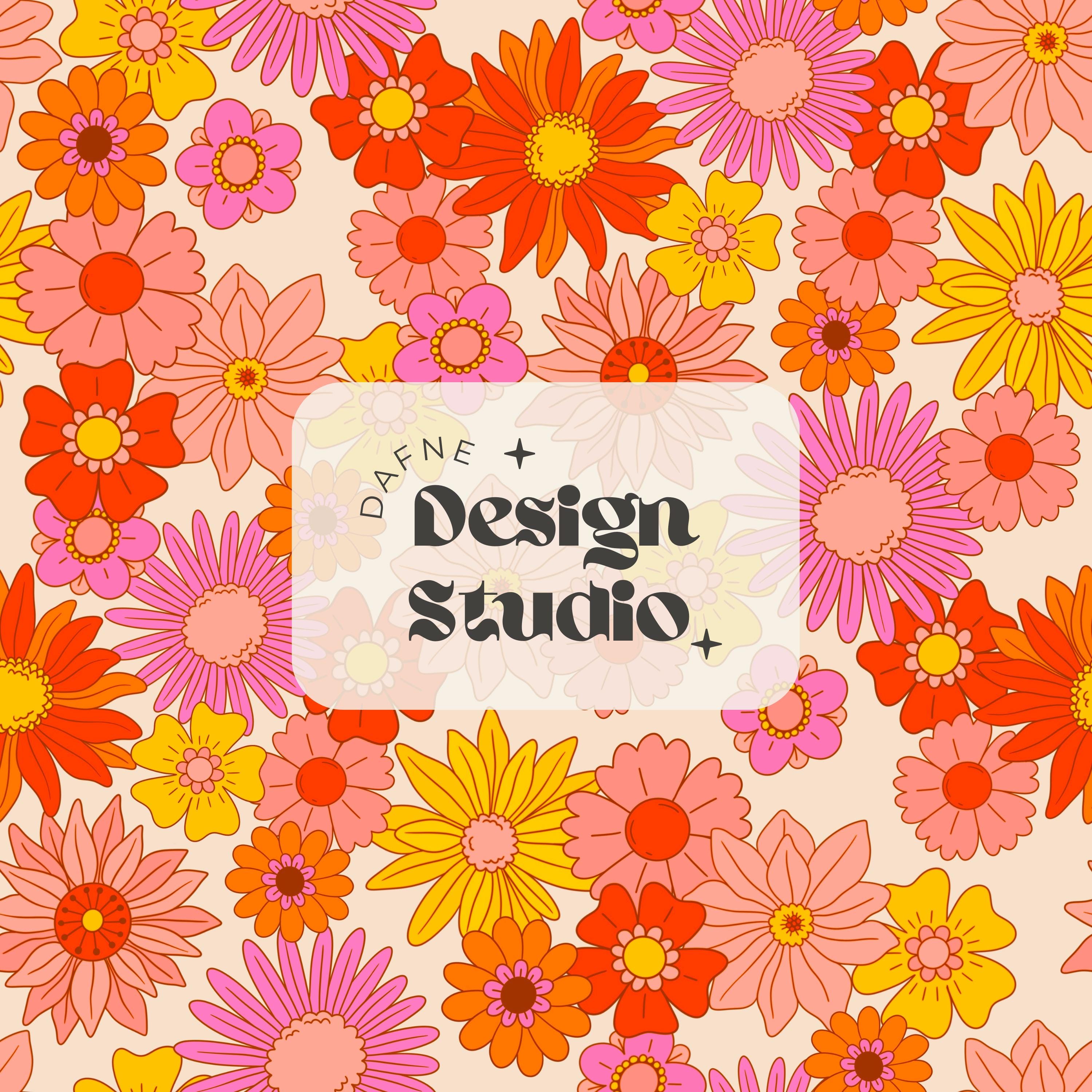 Repetitive pattern Retro 70s Flower, Summer Pattern, Spring Pattern, Preppy Pattern, Digital File for Commercial Use, Fabric Pattern, Groovy