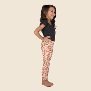 Vintage boho leggings, brown leggings for girls, autumn leggings, floral leggings, cute girls design, girl gift leggings image 4