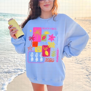 Beach Vibes png, Trendy Summer png, Patchwork Summer png, Preppy Summer png, Digital File for Commercial Use image 3