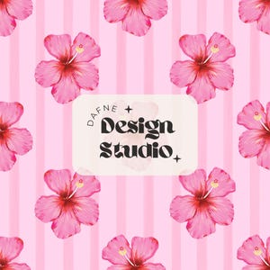Patrón sin costuras floral hibiscus pintado a mano fondo de lineas rosas, patrón rosa de verano, archivo digital uso comercial